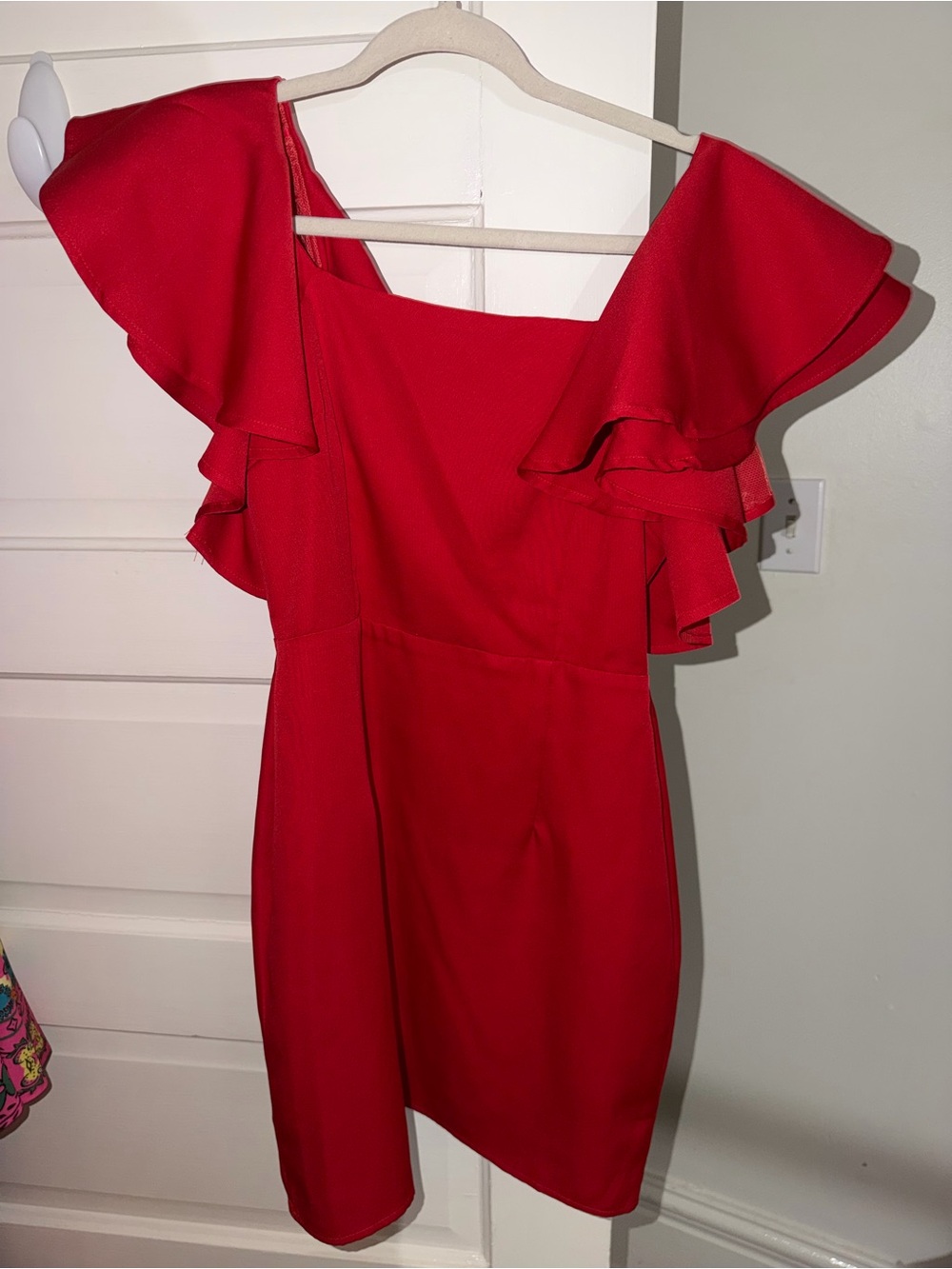 TCEC Red Ruffle Sleeve Mini Dress - Picture 2 of 4